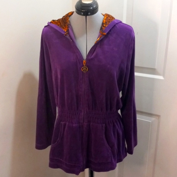 Miss Tina Purple Velvet Jacket Gathered Waist, Size XL - Picture 2 of 7